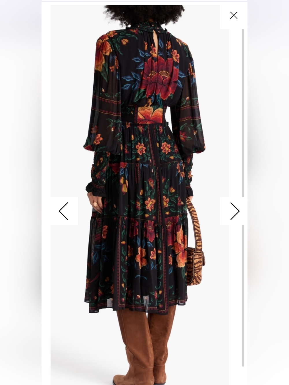 FARM Rio Black Maxi Dress with Orange and Yellow Floral Print - Picture 4 of 5